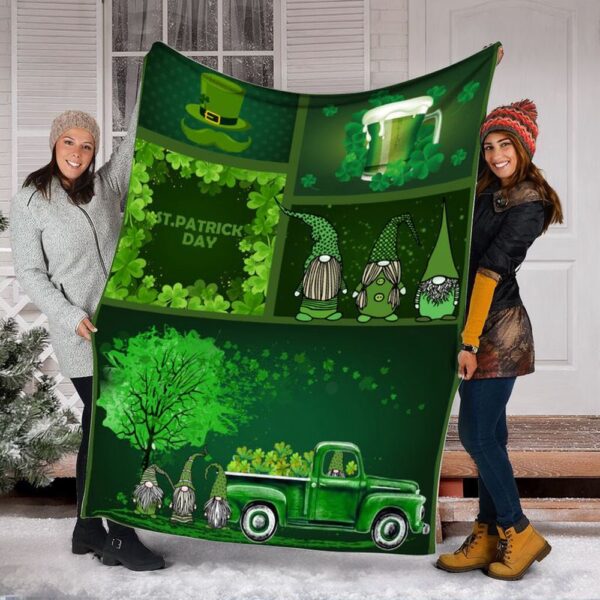 St Patrick’s Blanket, Irish Gnome Fleece Throw Blanket Irish Green Day Irish Gifts Fleece Blanket