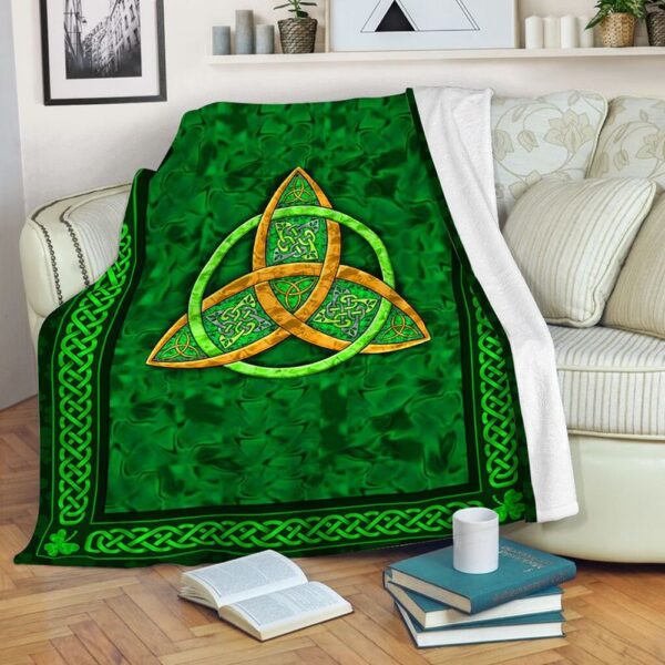 St Patrick’s Blanket, Irish Protection Viking Knot Green Fleece Blanket Patrick Day Bedroom Decor Fleece Blanket