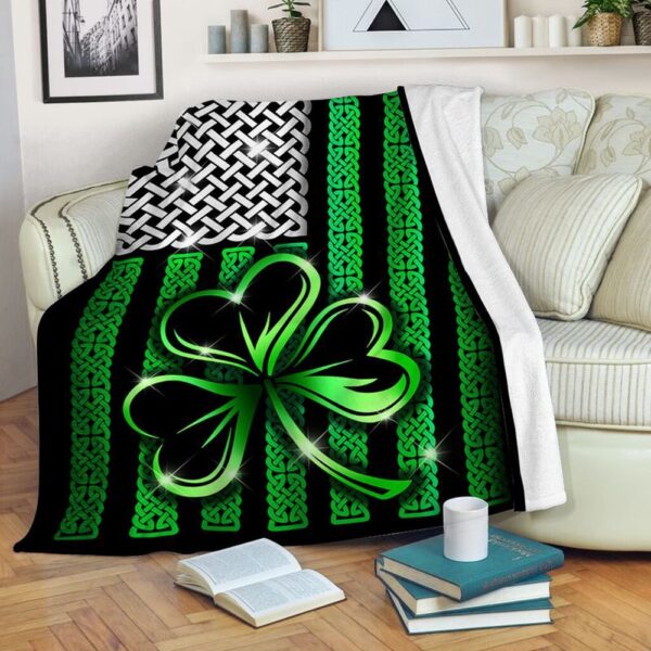 St Patrick’s Blanket, Irish Shamrock Usa Flag Fleece Throw Blanket Irish Root America Lover Patrick Day Fleece Blanket