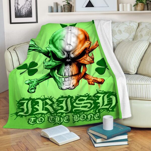 St Patrick’s Blanket, Irish To The Bone Fleece Throw Blanket Irish Skull Irish Boys Gift Idea Fleece Blanket