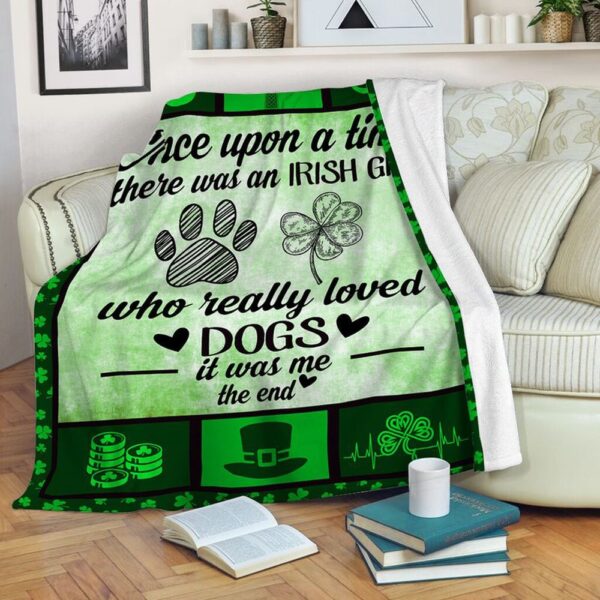 St Patrick’s Blanket, Once Upon A Time Irish Girl Fleece Throw Blanket Dog Lover Gift Lucky Presents Fleece Blanket