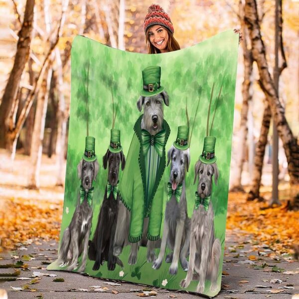 St Patrick’s Blanket, St Patricks Day Irish Portrait Wolfhound Dogs Blanket Wolfhound Dog Sofa Throw Blanket Bedroom Decor Fleece Blanket