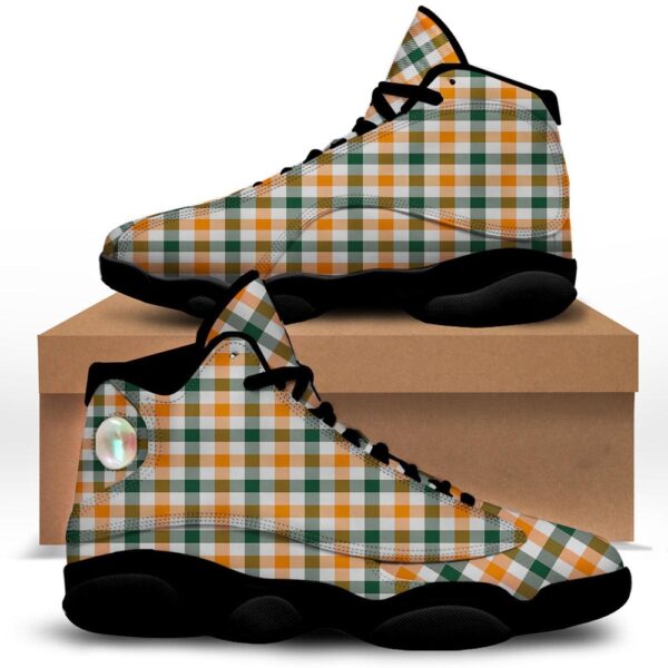 St Patrick’s Day Shoes, Buffalo Check St. Patrick’s Day Print Pattern Black Basketball Shoes, St Patrick’s Day Sneakers