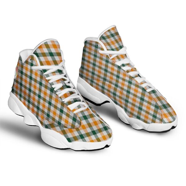 St Patrick’s Day Shoes, Buffalo Check St. Patrick’s Day Print Pattern White Basketball Shoes, St Patrick’s Day Sneakers