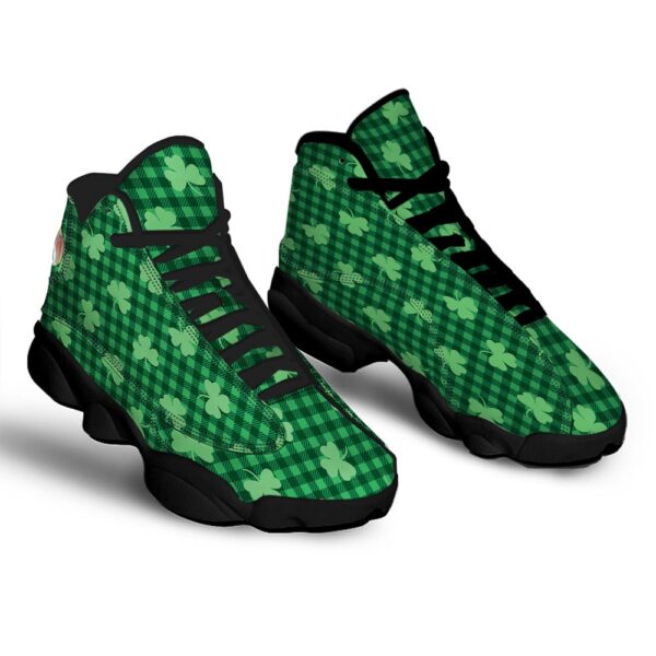 St Patrick’s Day Shoes, Buffalo Plaid St. Patrick’s Day Print Pattern Black Basketball Shoes, St Patrick’s Day Sneakers
