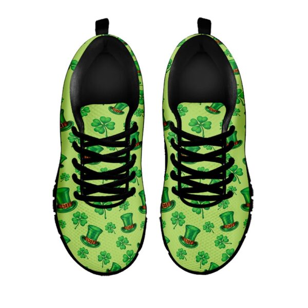 St Patrick’s Day Shoes, Clover And Hat St. Patrick’s Day Print Black Running Shoes, St Patrick’s Day Sneakers