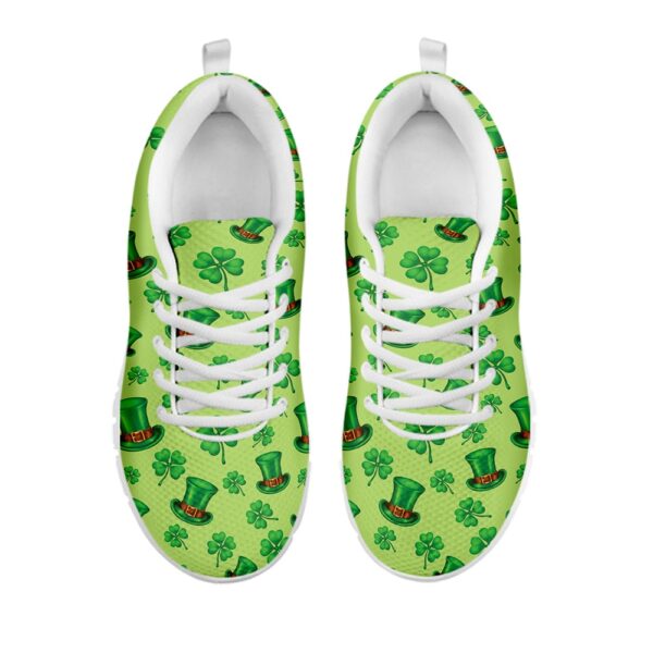 St Patrick’s Day Shoes, Clover And Hat St. Patrick’s Day Print White Running Shoes, St Patrick’s Day Sneakers