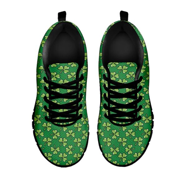 St Patrick’s Day Shoes, Cute Clover St. Patrick’s Day Print Black Running Shoes, St Patrick’s Day Sneakers
