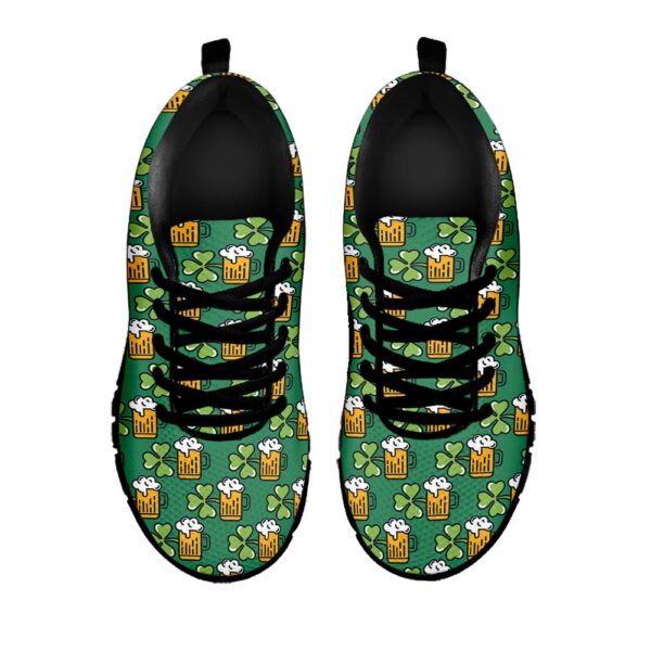 St Patrick’s Day Shoes, Cute Saint Patrick’s Day Pattern Print Black Running Shoes, St Patrick’s Day Sneakers
