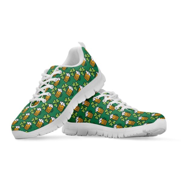 St Patrick’s Day Shoes, Cute Saint Patrick’s Day Pattern Print White Running Shoes, St Patrick’s Day Sneakers