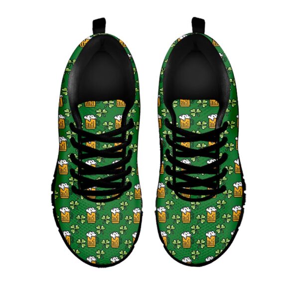 St Patrick’s Day Shoes, Cute St. Patrick’s Day Pattern Print Black Running Shoes, St Patrick’s Day Sneakers