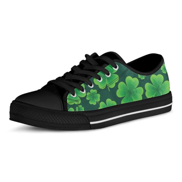 St Patrick’s Day Shoes, Four-Leaf Clover St. Patrick’s Day Print Black Low Top Shoes, St Patrick’s Day Sneakers