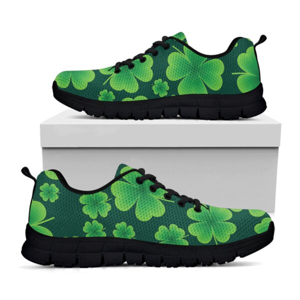 St Patrick’s Day Shoes, Four-Leaf Clover St. Patrick’s Day Print Black Running Shoes, St Patrick’s Day Sneakers