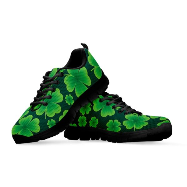 St Patrick’s Day Shoes, Four-Leaf Clover St. Patrick’s Day Print Black Running Shoes, St Patrick’s Day Sneakers