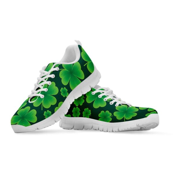 St Patrick’s Day Shoes, Four-Leaf Clover St. Patrick’s Day Print White Running Shoes, St Patrick’s Day Sneakers