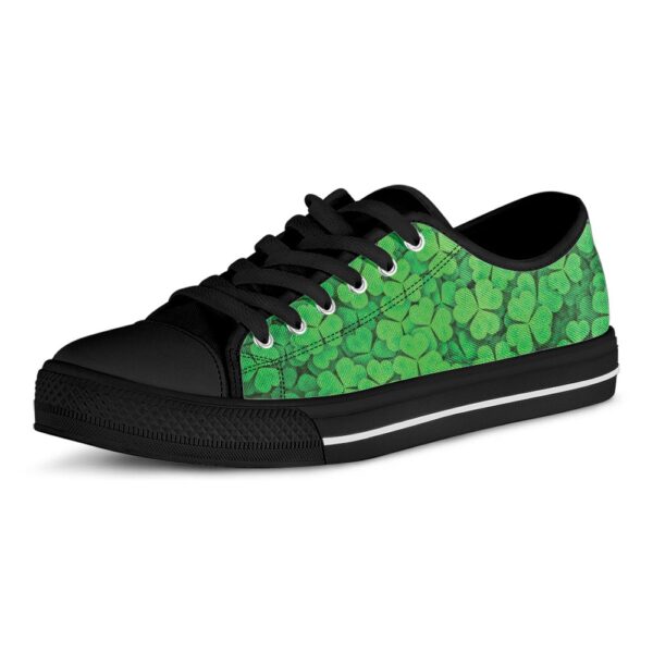St Patrick’s Day Shoes, Green Clover St. Patrick’s Day Print Black Low Top Shoes, St Patrick’s Day Sneakers