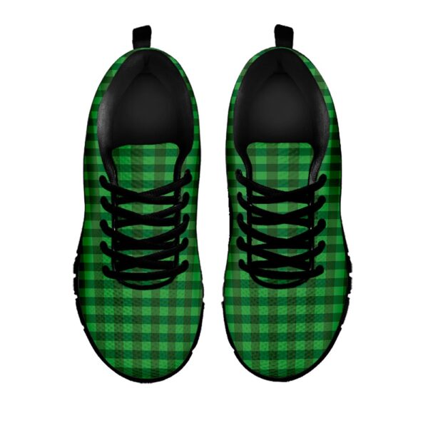 St Patrick’s Day Shoes, Green Tartan Saint Patrick’s Day Print Black Running Shoes, St Patrick’s Day Sneakers