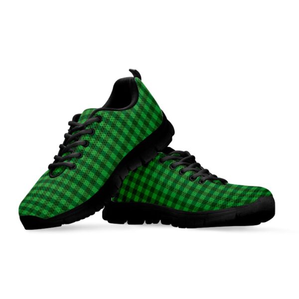 St Patrick’s Day Shoes, Green Tartan Saint Patrick’s Day Print Black Running Shoes, St Patrick’s Day Sneakers