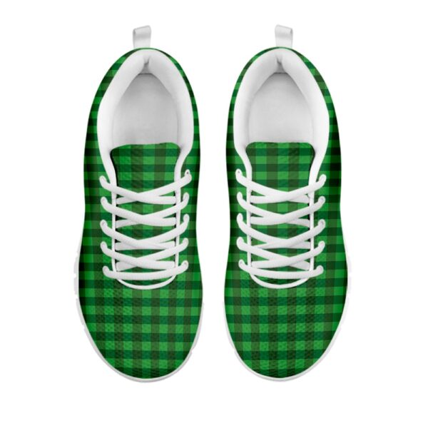St Patrick’s Day Shoes, Green Tartan Saint Patrick’s Day Print White Running Shoes, St Patrick’s Day Sneakers