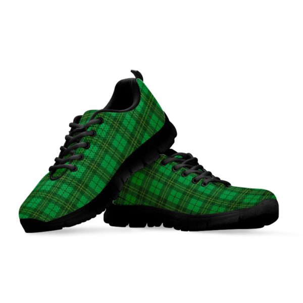 St Patrick’s Day Shoes, Green Tartan St. Patrick’s Day Print Black Running Shoes, St Patrick’s Day Sneakers