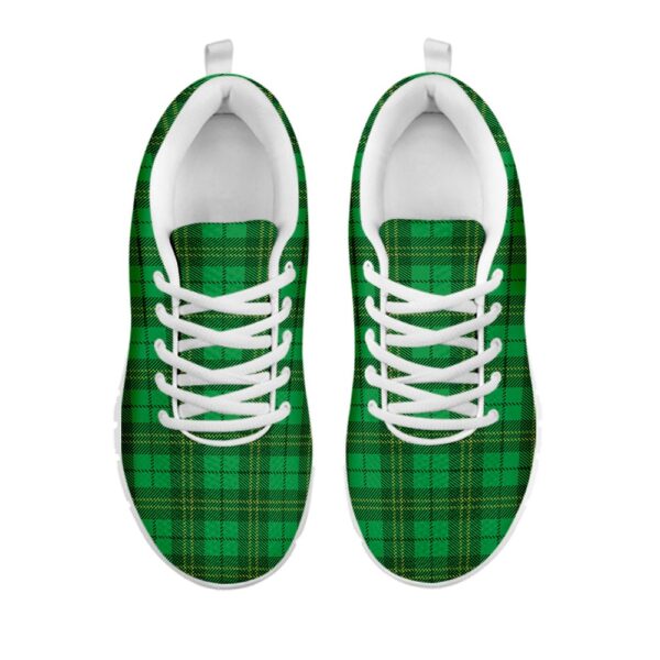 St Patrick’s Day Shoes, Green Tartan St. Patrick’s Day Print White Running Shoes, St Patrick’s Day Sneakers