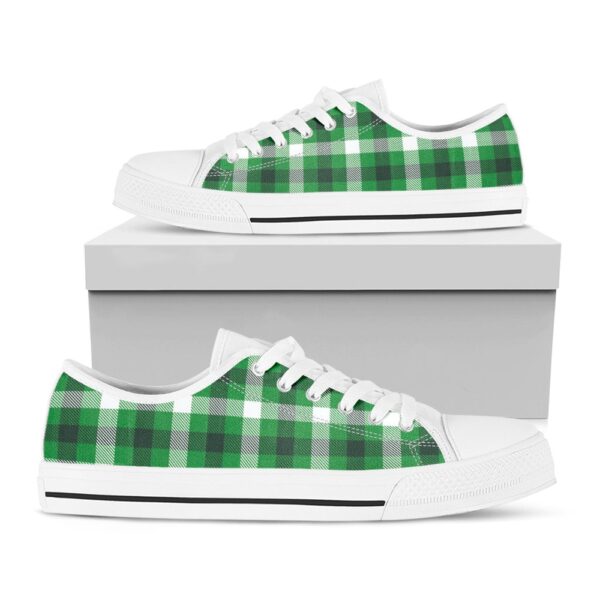 St Patrick’s Day Shoes, Irish Check Saint Patrick’s Day Print White Low Top Shoes, St Patrick’s Day Sneakers