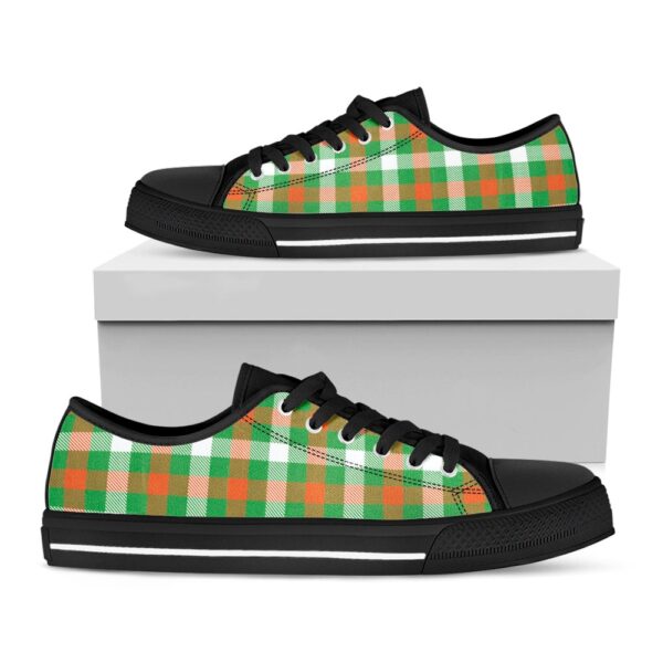 St Patrick’s Day Shoes, Irish Checkered St. Patrick’s Day Print Black Low Top Shoes, St Patrick’s Day Sneakers