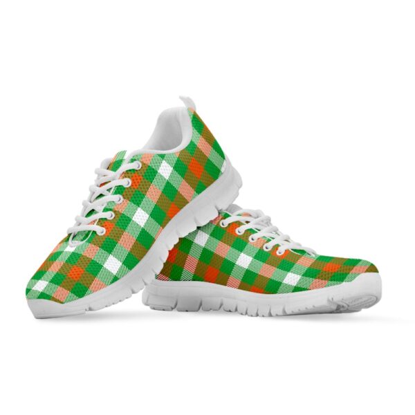 St Patrick’s Day Shoes, Irish Checkered St. Patrick’s Day Print White Running Shoes, St Patrick’s Day Sneakers