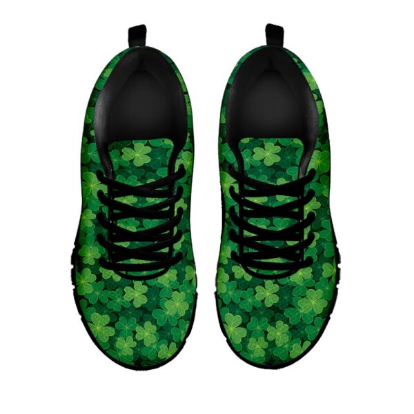 St Patrick’s Day Shoes, Irish Clover Saint Patrick’s Day Print Black Running Shoes, St Patrick’s Day Sneakers