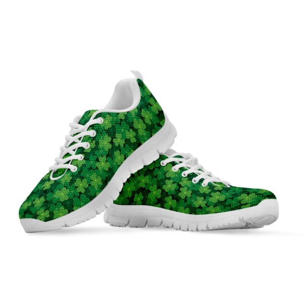 St Patrick’s Day Shoes, Irish Clover Saint Patrick’s Day Print White Running Shoes, St Patrick’s Day Sneakers