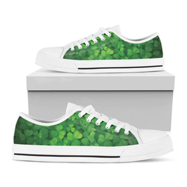 St Patrick’s Day Shoes, Irish Clover St. Patrick’s Day Print White Low Top Shoes, St Patrick’s Day Sneakers