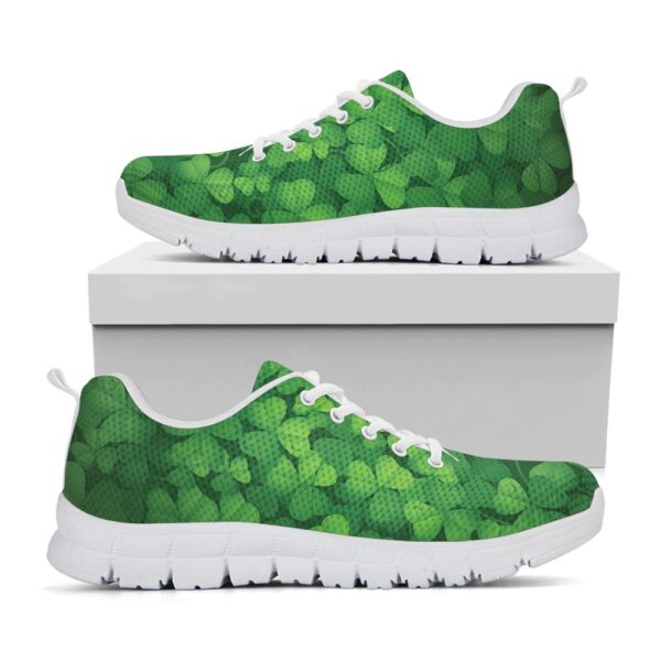 St Patrick’s Day Shoes, Irish Clover St. Patrick’s Day Print White Running Shoes, St Patrick’s Day Sneakers