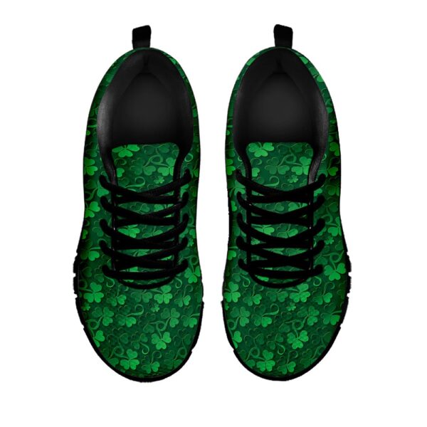 St Patrick’s Day Shoes, Irish Leaf St. Patrick’s Day Print Black Running Shoes, St Patrick’s Day Sneakers