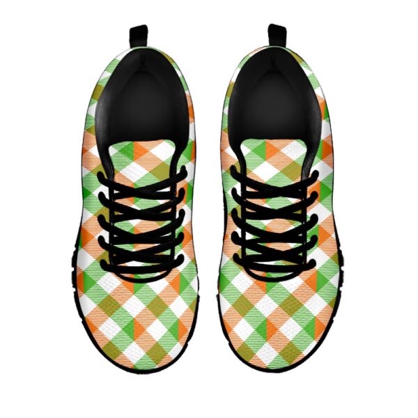St Patrick’s Day Shoes, Irish Plaid Saint Patrick’s Day Print Black Running Shoes, St Patrick’s Day Sneakers