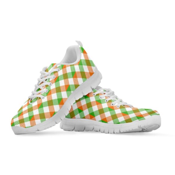 St Patrick’s Day Shoes, Irish Plaid Saint Patrick’s Day Print White Running Shoes, St Patrick’s Day Sneakers