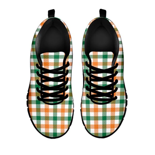 St Patrick’s Day Shoes, Irish Plaid St. Patrick’s Day Print Black Running Shoes, St Patrick’s Day Sneakers