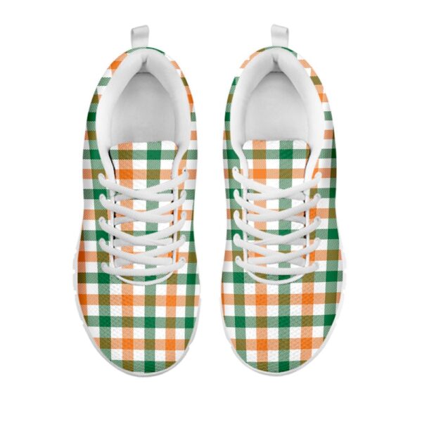 St Patrick’s Day Shoes, Irish Plaid St. Patrick’s Day Print White Running Shoes, St Patrick’s Day Sneakers