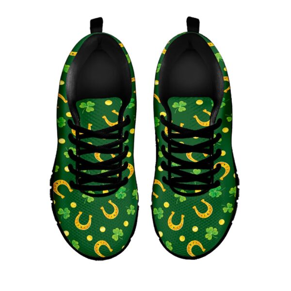 St Patrick’s Day Shoes, Irish Saint Patrick’s Day Pattern Print Black Running Shoes, St Patrick’s Day Sneakers