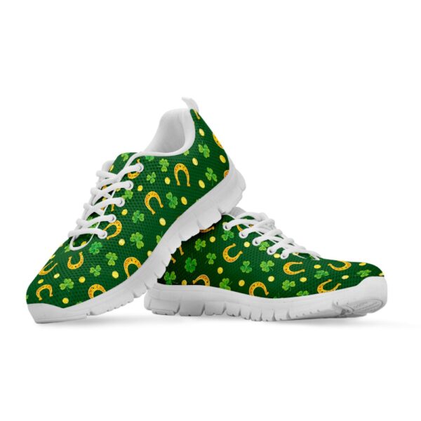 St Patrick’s Day Shoes, Irish Saint Patrick’s Day Pattern Print White Running Shoes, St Patrick’s Day Sneakers