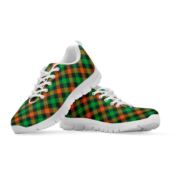 St Patrick’s Day Shoes, Irish Saint Patrick’s Day Plaid Print White Running Shoes, St Patrick’s Day Sneakers