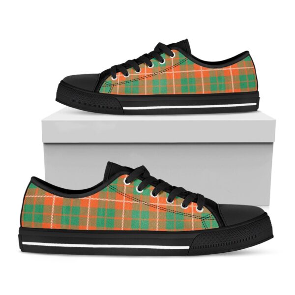 St Patrick’s Day Shoes, Irish Saint Patrick’s Day Tartan Print Black Low Top Shoes, St Patrick’s Day Sneakers