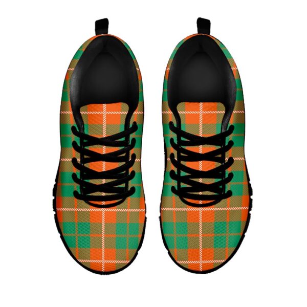 St Patrick’s Day Shoes, Irish Saint Patrick’s Day Tartan Print Black Running Shoes, St Patrick’s Day Sneakers