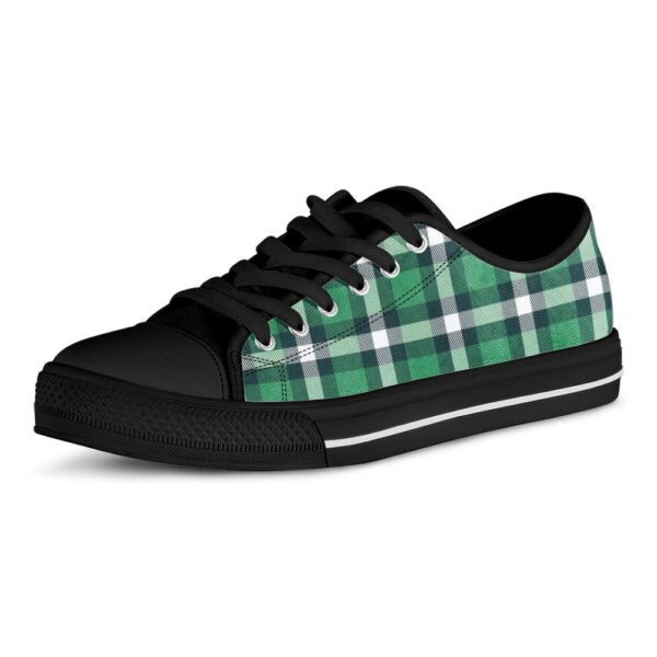 St Patrick’s Day Shoes, Irish St. Patrick’s Day Plaid Print Black Low Top Shoes, St Patrick’s Day Sneakers