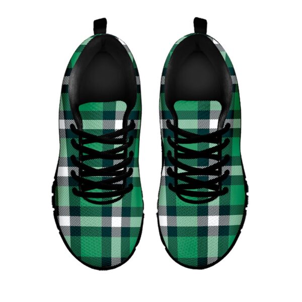 St Patrick’s Day Shoes, Irish St. Patrick’s Day Plaid Print Black Running Shoes, St Patrick’s Day Sneakers