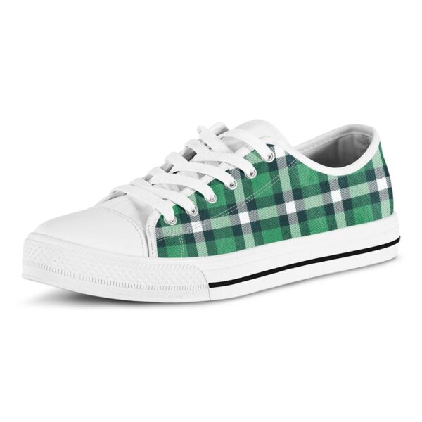 St Patrick’s Day Shoes, Irish St. Patrick’s Day Plaid Print White Low Top Shoes, St Patrick’s Day Sneakers