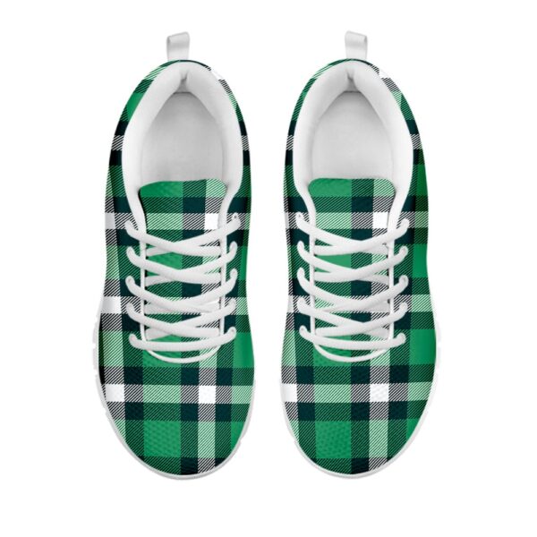 St Patrick’s Day Shoes, Irish St. Patrick’s Day Plaid Print White Running Shoes, St Patrick’s Day Sneakers