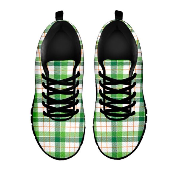 St Patrick’s Day Shoes, Irish St. Patrick’s Day Tartan Print Black Running Shoes, St Patrick’s Day Sneakers
