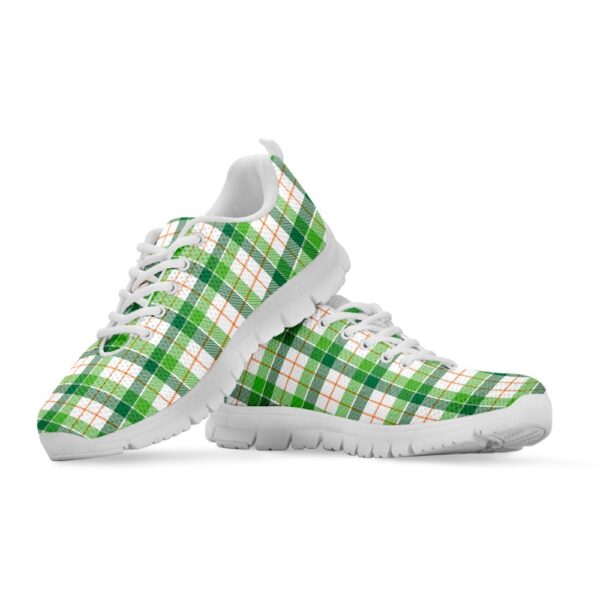 St Patrick’s Day Shoes, Irish St. Patrick’s Day Tartan Print White Running Shoes, St Patrick’s Day Sneakers
