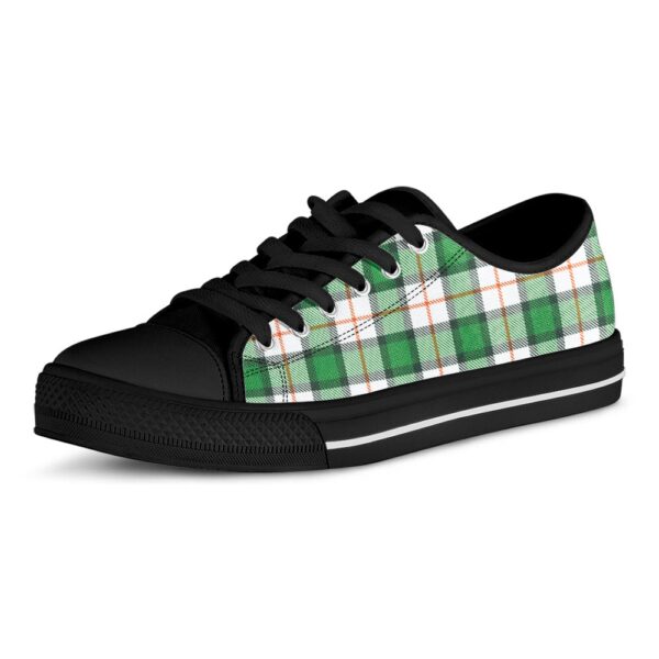 St Patrick’s Day Shoes, Irish Tartan St. Patrick’s Day Print Black Low Top Shoes, St Patrick’s Day Sneakers