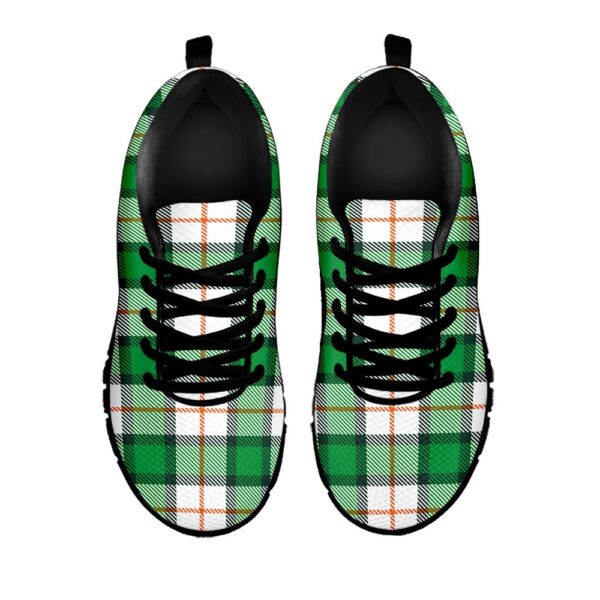St Patrick’s Day Shoes, Irish Tartan St. Patrick’s Day Print Black Running Shoes, St Patrick’s Day Sneakers